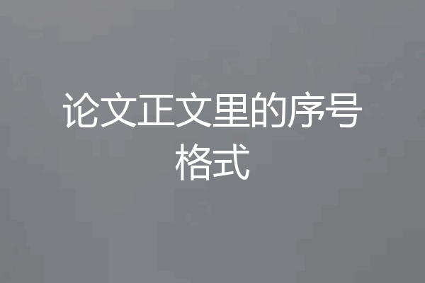 论文正文里的序号格式