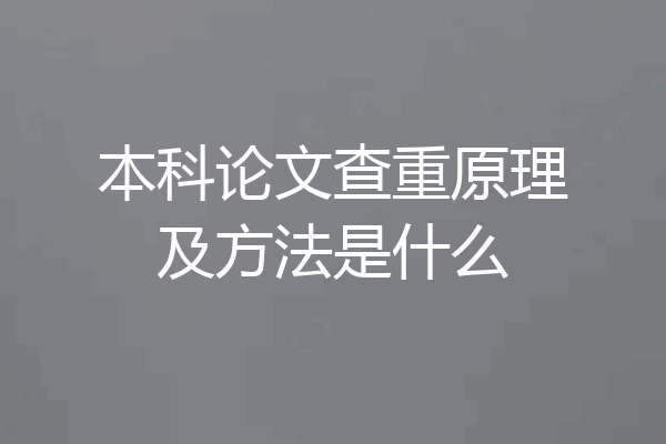 本科论文查重原理及方法是什么