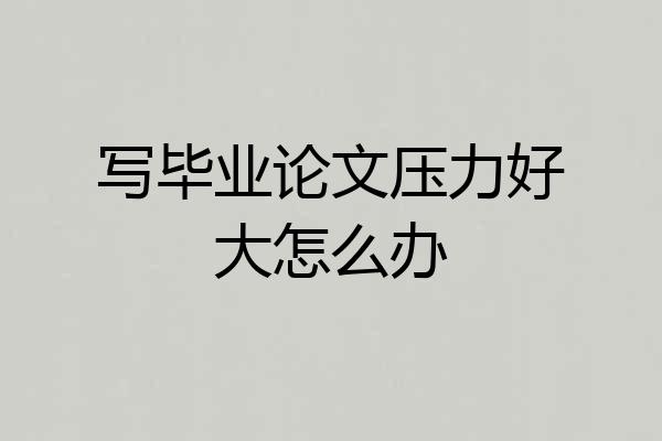 写毕业论文压力好大怎么办