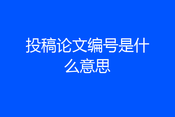 投稿论文编号是什么意思
