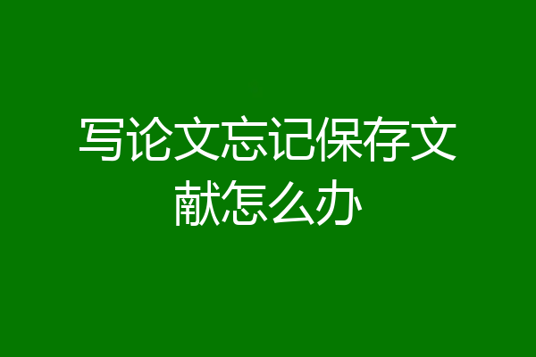 写论文忘记保存文献怎么办