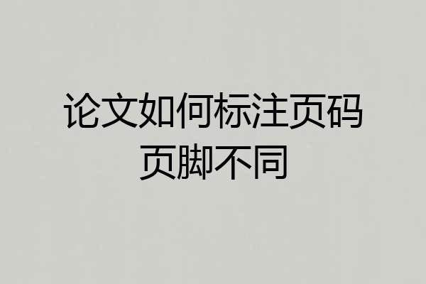 论文如何标注页码页脚不同