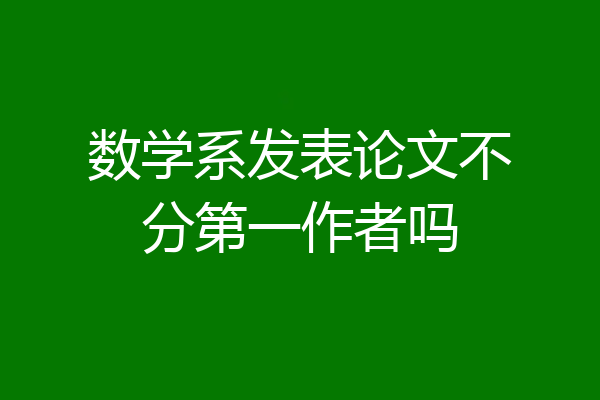 数学系发表论文不分第一作者吗