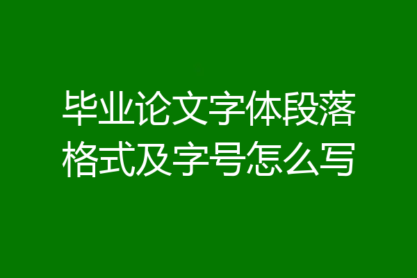 毕业论文字体段落格式及字号怎么写