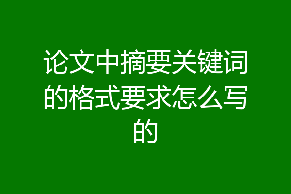 论文中摘要关键词的格式要求怎么写的