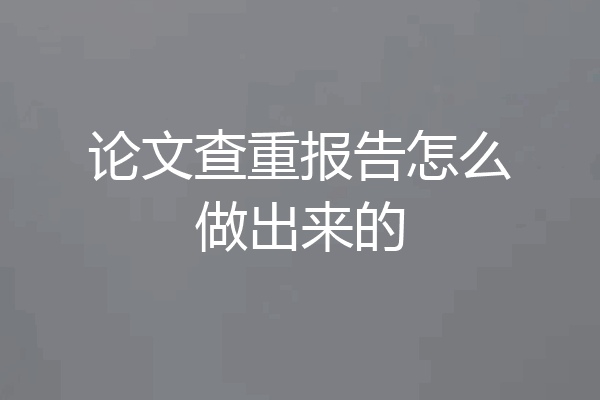 论文查重报告怎么做出来的