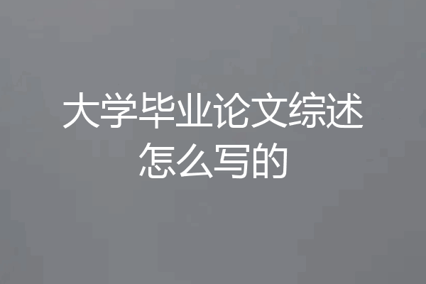 大学毕业论文综述怎么写的