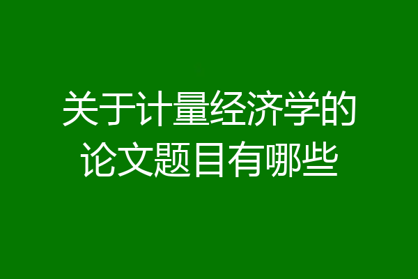 关于计量经济学的论文题目有哪些