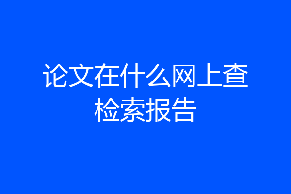 论文在什么网上查检索报告