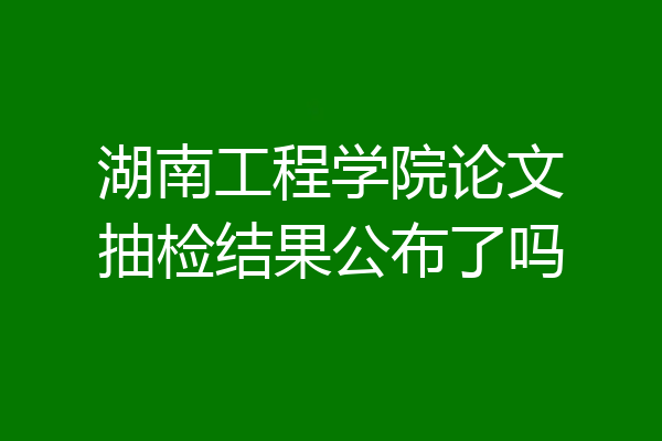 湖南工程学院论文抽检结果公布了吗