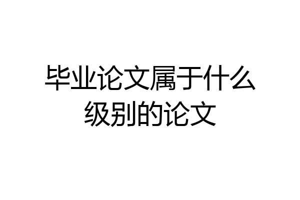 毕业论文属于什么级别的论文