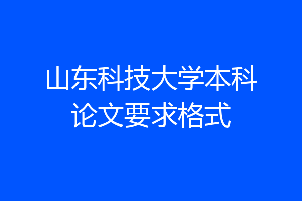 山东科技大学本科论文要求格式