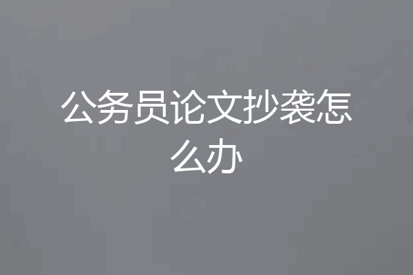 公务员论文抄袭怎么办