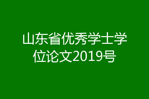 山东省优秀学士学位论文2019号