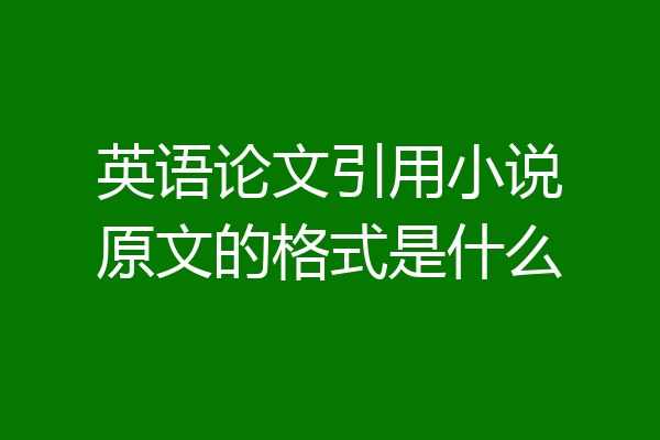 英语论文引用小说原文的格式是什么