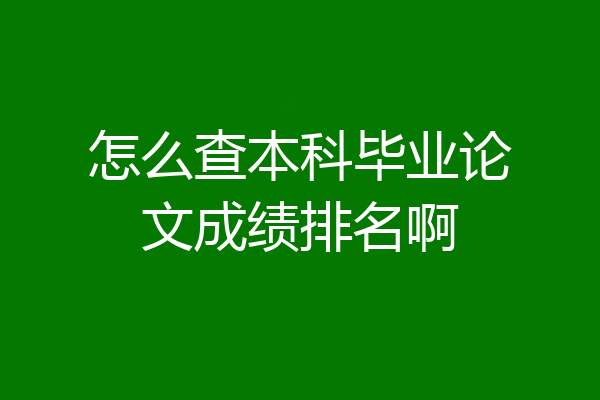 怎么查本科毕业论文成绩排名啊
