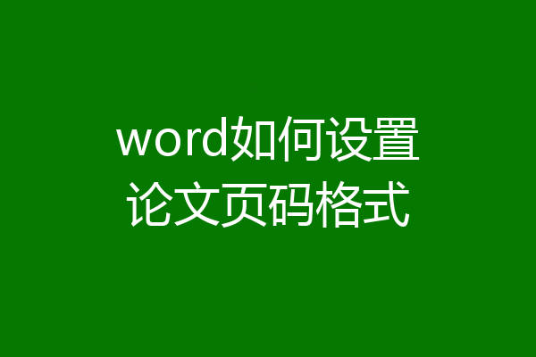word如何设置论文页码格式