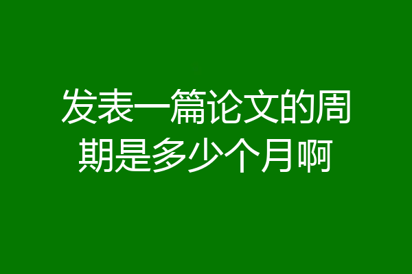 发表一篇论文的周期是多少个月啊