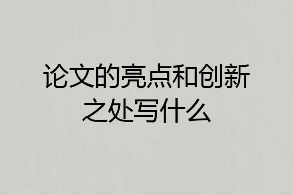 论文的亮点和创新之处写什么