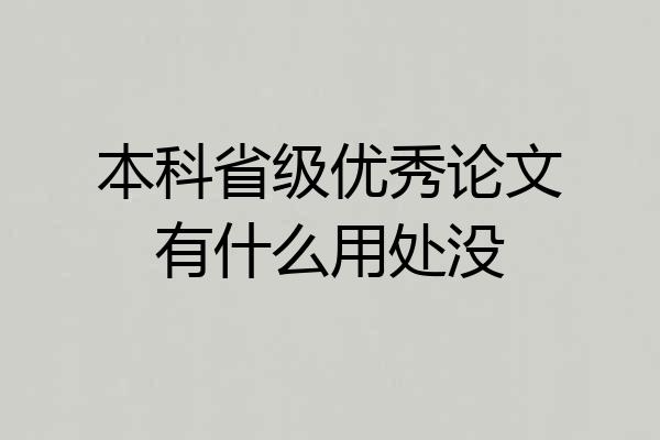 本科省级优秀论文有什么用处没