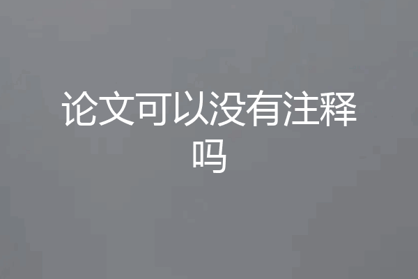论文可以没有注释吗