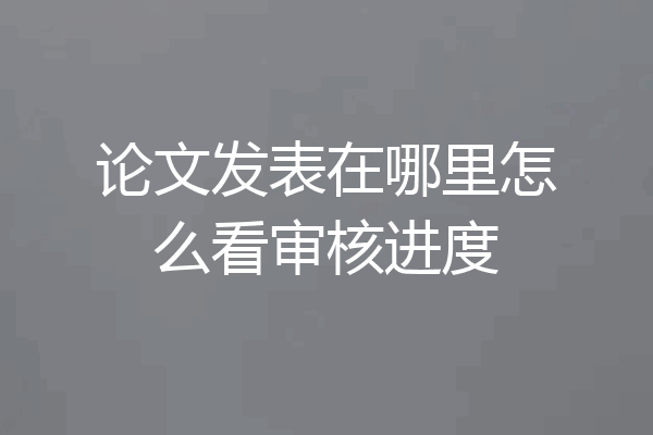 论文发表在哪里怎么看审核进度