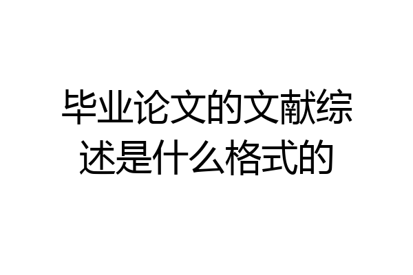 毕业论文的文献综述是什么格式的