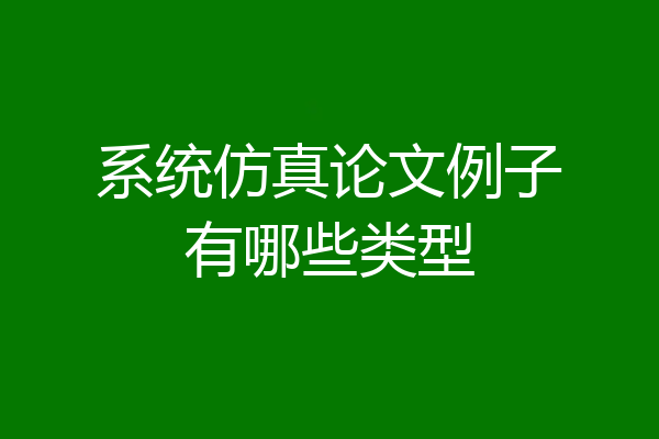系统仿真论文例子有哪些类型
