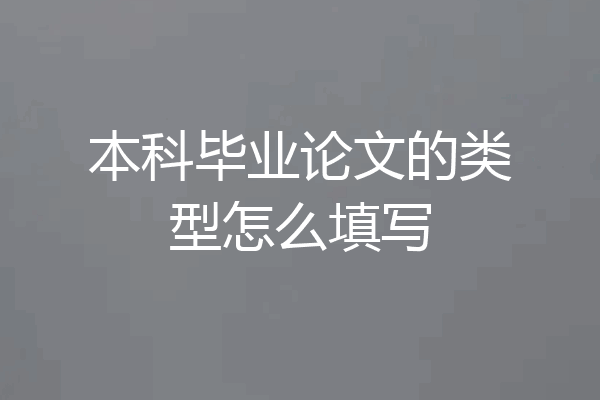 本科毕业论文的类型怎么填写