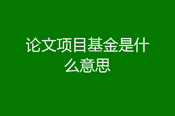 论文项目基金是什么意思