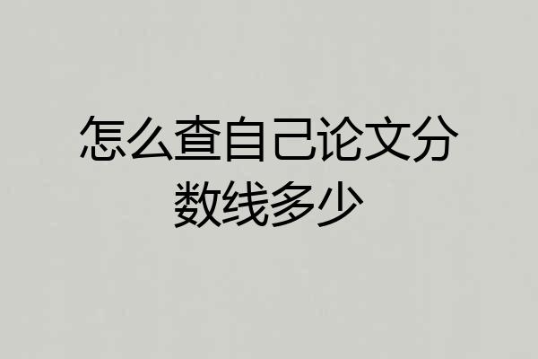 怎么查自己论文分数线多少
