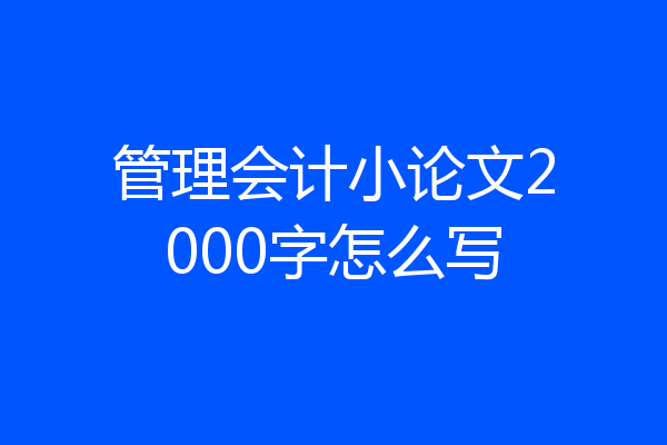 管理会计小论文2000字怎么写