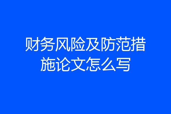 财务风险及防范措施论文怎么写