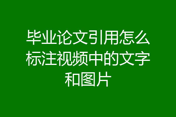 毕业论文引用怎么标注视频中的文字和图片