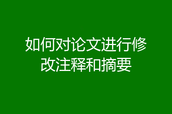 如何对论文进行修改注释和摘要