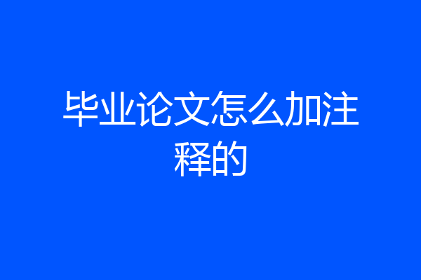 毕业论文怎么加注释的