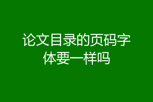 论文目录的页码字体要一样吗