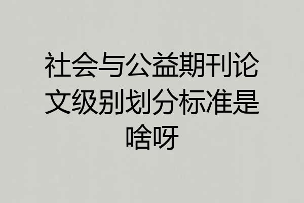 社会与公益期刊论文级别划分标准是啥呀