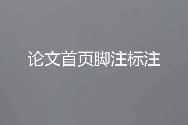 论文首页脚注标注