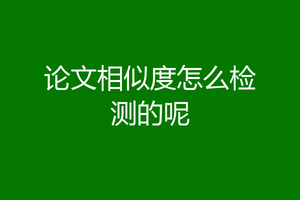 论文相似度怎么检测的呢