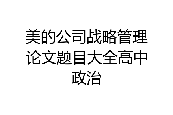 美的公司战略管理论文题目大全高中政治