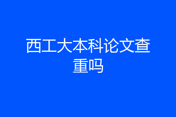 西工大本科论文查重吗