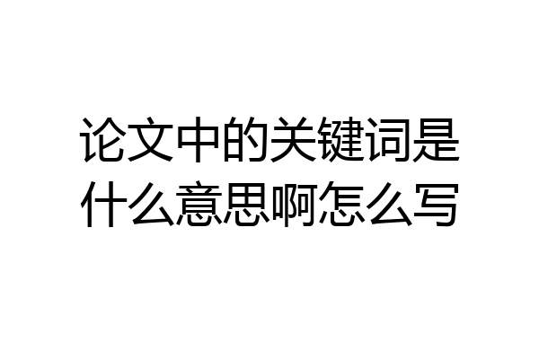 论文中的关键词是什么意思啊怎么写