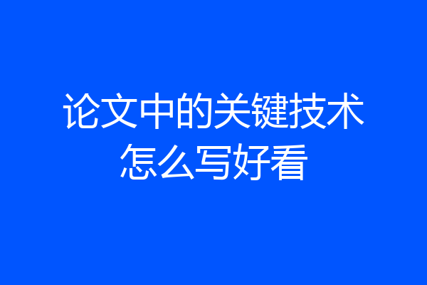 论文中的关键技术怎么写好看