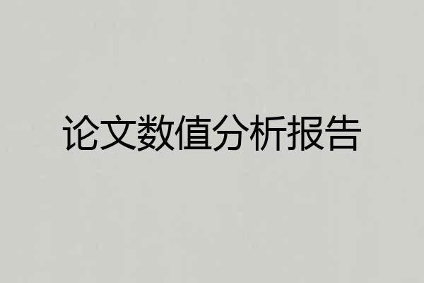 论文数值分析报告