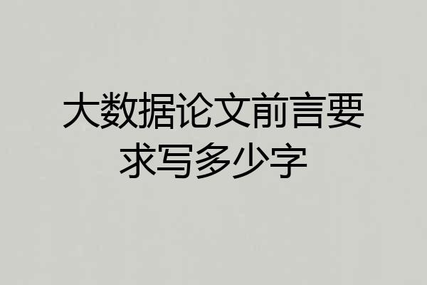 大数据论文前言要求写多少字