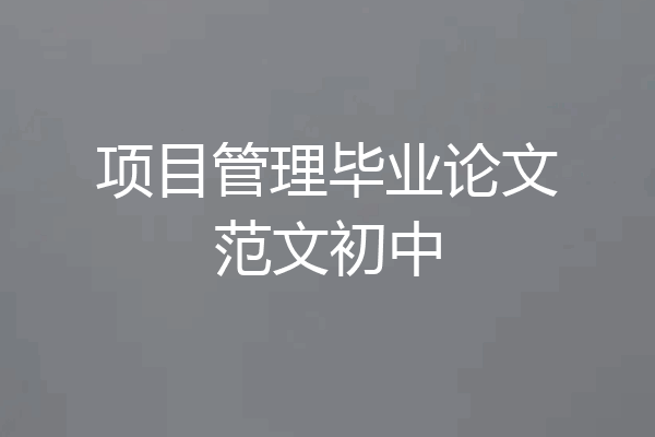项目管理毕业论文范文初中