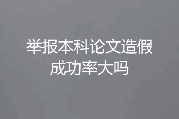 举报本科论文造假成功率大吗