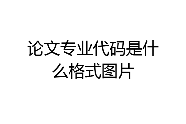 论文专业代码是什么格式图片