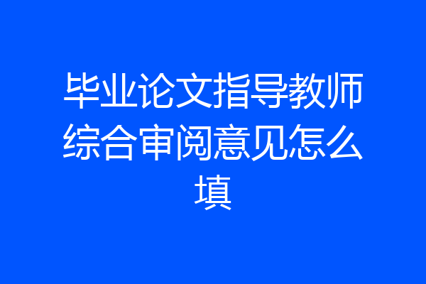毕业论文指导教师综合审阅意见怎么填